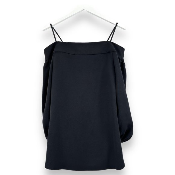 Tibi Dark Navy Blue Off Shoulder Quarter Sleeve Minimalist Loose Fit Top Blouse - Picture 3 of 9